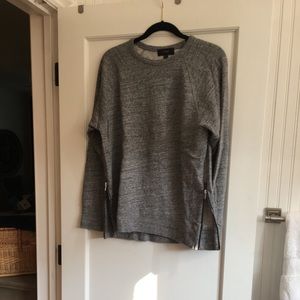 J Crew grey sweatshirt with zipper detail